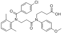 N-(N-(p-Chlorobenzoyl)-3-(2,6-dimethylanilino)propionyl)-4-(p-anisidin o)butyric acid 结构式
