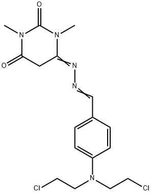 6-[(2Z)-2-[[4-[bis(2-chloroethyl)amino]phenyl]methylidene]hydrazinyl]- 1,3-dimethyl-pyrimidine-2,4-dione 结构式