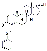 17beta-hydroxy-17-methyl-4-[(phenylthio)methyl]androst-4-ene-3-one 结构式