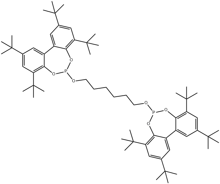 6,6'-[1,6-Hexanediylbis(oxy)]bis[2,4,8,10-tetrakis(1,1-dimethylethyl)dibenzo[d,f][1,3,2]dioxaphosphepin] 结构式