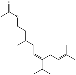 (E)-3,9-Dimethyl-6-isopropyl-5,8-decadien-1-ol acetate 结构式