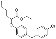 Hexanoic acid, 2-(4-((4-chlorophenyl)methyl)phenoxy)-, ethyl ester, (+ -)- 结构式