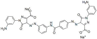 1-(3-Aminophenyl)-4-[[3-[[4-[[[1-(3-aminophenyl)-3-carboxy-4,5-dihydro-5-oxo-1H-pyrazol]-4-yl]azo]benzoyl]amino]phenyl]azo]-4,5-dihydro-5-oxo-1H-pyrazole-3-carboxylic acid disodium salt 结构式