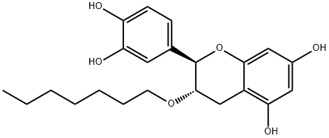 (2R-trans)-2-(3,4-dihydroxyphenyl)-3-(heptyloxy)-3,4-dihydro-2H-1-benzopyran-5,7-diol 结构式