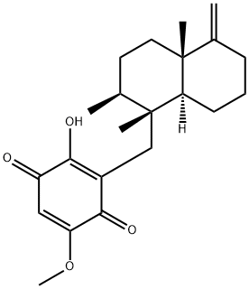 3-[(十氢-1Β,2Β,4AΒ-三甲基-5-亚甲基-1-萘基)甲基]-2-羟基-5-甲氧基苯醌 结构式