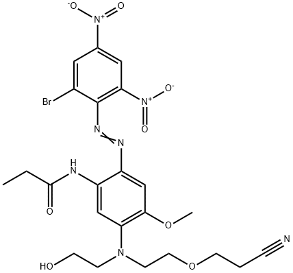 N-[2-[(2-Bromo-4,6-dinitrophenyl)azo]-5-[[2-(2-cyanoethoxy)ethyl](2-hydroxyethyl)amino]-4-methoxyphenyl]propanamide 结构式