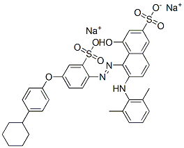 disodium 5-[[4-(4-cyclohexylphenoxy)-2-sulphonatophenyl]azo]-6-[(2,6-dimethylphenyl)amino]-4-hydroxynaphthalene-2-sulphonate 结构式