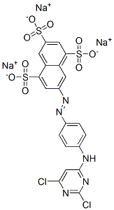 trisodium 7-[[4-[(2,6-dichloro-4-pyrimidinyl)amino]phenyl]azo]naphthalene-1,3,5-trisulphonate 结构式