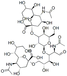 (2S,4S,5R,6R)-5-acetamido-2-[(2R,3R,4S,5S,6R)-2-[(2R,3R,4S,5R)-2-acetamido-6-[(2R,4S,5R,6R)-5-acetamido-2-carboxy-4-hydroxy-6-[(1R,2R)-1,2,3-trihydroxypropyl]oxan-2-yl]oxy-4,5-dihydroxy-1-oxo-hexan-3-yl]oxy-3,5-dihydroxy-6-(hydroxymethyl)oxan-4-yl]oxy-4-hydroxy-6-[(1R,2R)-1,2,3-trihydroxypropyl]oxane-2-carboxylic acid 结构式