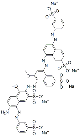 pentasodium 5-[[6-amino-1-hydroxy-3-sulphonato-5-[(3-sulphonatophenyl)azo]-2-naphthyl]azo]-6-methoxy-8-[[7-sulphonato-4-[(3-sulphonatophenyl)azo]naphthyl]azo]naphthalene-2-sulphonate 结构式