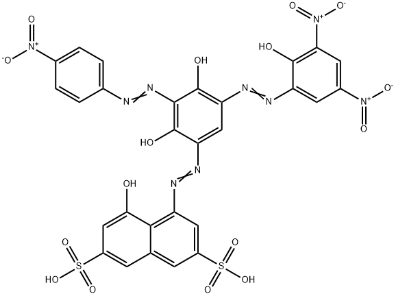 4-[[2,4-Dihydroxy-5-[(2-hydroxy-3,5-dinitrophenyl)azo]-3-[(4-nitrophenyl)azo]phenyl]azo]-5-hydroxy-2,7-naphthalenedisulfonic acid 结构式