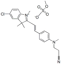 5-氯-2-[2-[4-[(2-氰乙基)甲氨基]苯基]乙烯基]-1,3,3-三甲基-3H-吲哚翁硫酸甲酯盐 结构式