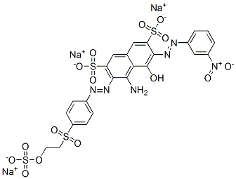 4-Amino-5-hydroxy-6-[(3-nitrophenyl)azo]-3-[[4-[[2-(sulfooxy)ethyl]sulfonyl]phenyl]azo]-2,7-naphthalenedisulfonic acid trisodium salt 结构式