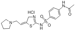 Acetamide, N-(4-(((5-(2-(1-pyrrolidinyl)ethylidene)-4,5-dihydro-2-thia zolyl)amino)sulfonyl)phenyl)-, monohydrochloride 结构式