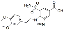 1-[2-(3,4-dimethoxyphenyl)ethyl]-7-sulfamoyl-benzoimidazole-5-carboxyl ic acid 结构式