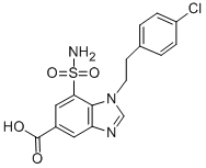 1H-Benzimidazole-5-carboxylic acid, 7-(aminosulfonyl)-1-(2-(4-chloroph enyl)ethyl)- 结构式