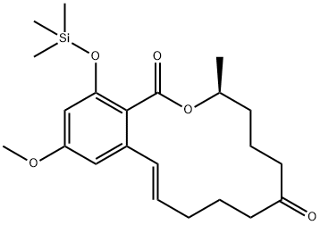 (3S,11E)-3,4,5,6,9,10-Hexahydro-14-methoxy-3-methyl-16-(trimethylsilyl)oxy-1H-2-benzoxacyclotetradecin-1,7(8H)-dione 结构式