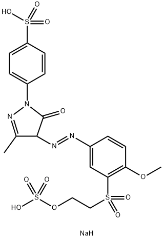 disodium p-[4,5-dihydro-4-[[4-methoxy-3-[[2-(sulphonatooxy)ethyl]sulphonyl]phenyl]azo]-3-methyl-5-oxo-1H-pyrazol-1-yl]benzenesulphonate 结构式