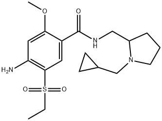 4-amino-N-[[1-(cyclopropylmethyl)-2-pyrrolidinyl]methyl]-5-(ethylsulphonyl)-2-methoxybenzamide 结构式