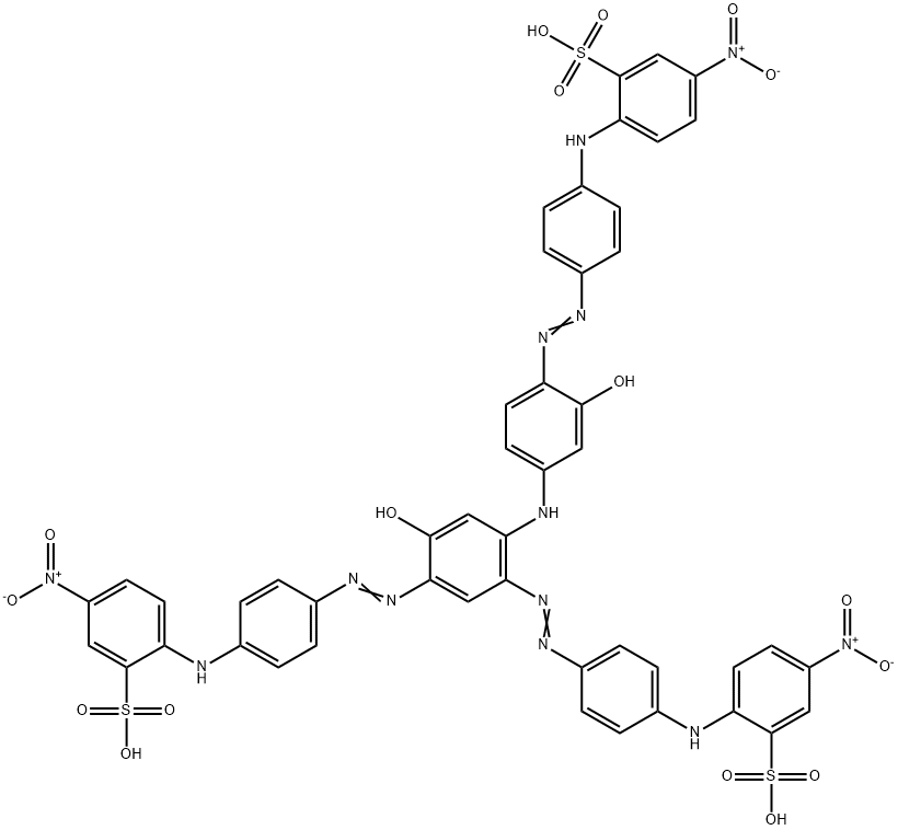 2,2'-[[4-Hydroxy-6-[[3-hydroxy-4-[[4-[(4-nitro-2-sulfophenyl)amino]phenyl]azo]phenyl]amino]-1,3-phenylene]bis(azo-4,1-phenyleneimino)]bis(5-nitrobenzenesulfonic acid) 结构式