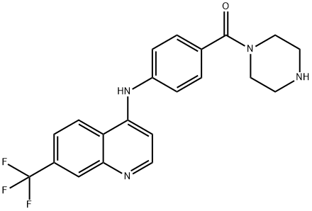 Piperazine, 1-(4-((7-(trifluoromethyl)-4-quinolinyl)amino)benzoyl)- 结构式