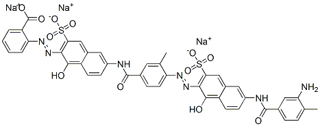 trisodium 2-[[6-[[4-[[6-[(3-amino-4-methylbenzoyl)amino]-1-hydroxy-3-sulphonato-2-naphthyl]azo]-3-methylbenzoyl]amino]-1-hydroxy-3-sulphonato-2-naphthyl]azo]benzoate 结构式