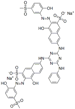 disodium 7,7'-[[6-(phenylamino)-1,3,5-triazine-2,4-diyl]diimino]bis[4-hydroxy-3-[[2-hydroxy-5-(methylsulphonyl)phenyl]azo]naphthalene-2-sulphonate] 结构式