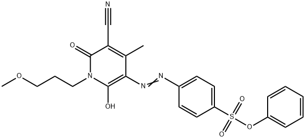 phenyl 4-[[5-cyano-1,6-dihydro-2-hydroxy-1-(3-methoxypropyl)-4-methyl-6-oxo-3-pyridyl]azo]benzenesulphonate 结构式