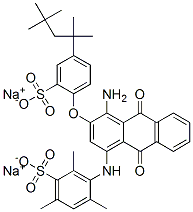 3-[[4-氨基-9,10-二氢-9,10-二氧代-3-[磺酸基-4-(1,1,3,3-四甲基丁基)苯氧基]-1-蒽基]氨基]-2,4,6-三甲基苯磺酸二钠 结构式