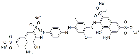 tetrasodium 5-amino-3-[[4-[[4-[(8-amino-1-hydroxy-3,6-disulphonato-2-naphthyl)azo]-5-methoxy-o-tolyl]azo]phenyl]azo]-4-hydroxynaphthalene-2,7-disulphonate 结构式