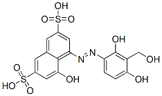 4-[[2,4-二羟基(羟甲基)苯基]偶氮]-5-羟基-2,7-萘二磺酸与2-[(4-氨基苯基)氨基]-5-硝基苯磺酸一钠盐的偶联重氮化产物 结构式