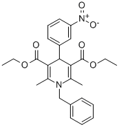 3,5-Pyridinedicarboxylic acid, 1,4-dihydro-2,6-dimethyl-4-(3-nitrophen yl)-1-(phenylmethyl)-, diethyl ester 结构式