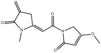 1,5-Dihydro-4-methoxy-1-[[(E)-1-methyl-4-methylene-5-oxopyrrolidin-2-ylidene]acetyl]-2H-pyrrol-2-one 结构式