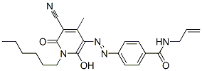 5-[4-(N-Allylcarbamoyl)phenylazo]-3-cyano-1-hexyl-6-hydroxy-4-methyl-2(1H)-pyridone 结构式