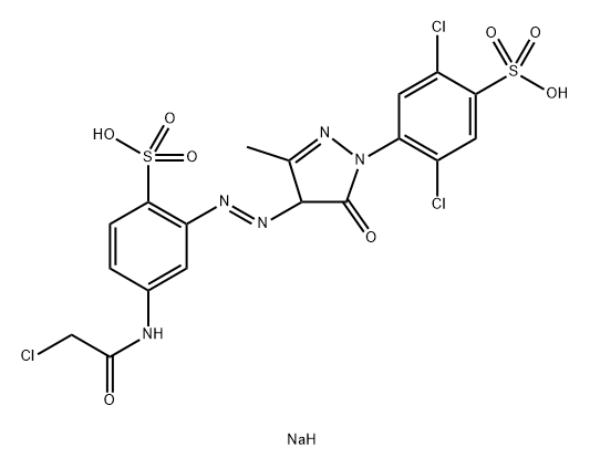 disodium 4-[(chloroacetyl)amino]-2-[[1-(2,5-dichloro-4-sulphonatophenyl)-4,5-dihydro-3-methyl-5-oxo-1H-pyrazol-4-yl]azo]benzenesulphonate 结构式