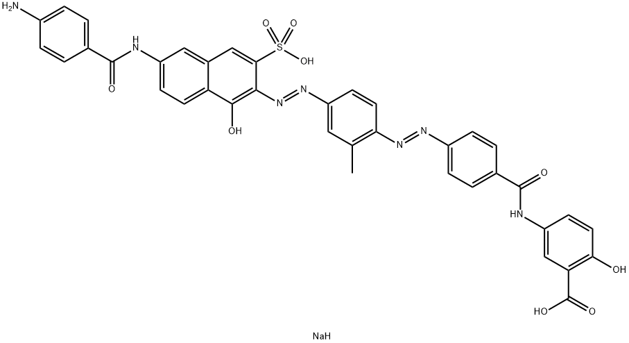 5-[[4-[[4-[[6-[(4-Aminobenzoyl)amino]-1-hydroxy-3-sulfo-2-naphthalenyl]azo]-2-methylphenyl]azo]benzoyl]amino]-2-hydroxybenzoic acid disodium salt 结构式