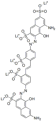 5-Amino-3-[[4-[2-[4-[(7-amino-1-hydroxy-3-sulfo-2-naphthalenyl)azo]-2-sulfophenyl]ethenyl]-3-sulfophenyl]azo]-4-hydroxy-2,7-naphthalenedisulfonic acid pentalithium salt 结构式