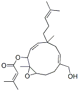 3-Methyl-2-butenoic acid [8-hydroxymethyl-1,5-dimethyl-5-(4-methyl-3-pentenyl)-12-oxabicyclo[9.1.0]dodeca-3,7-dien-2-yl] ester 结构式