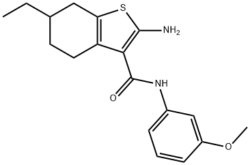 2-AMINO-6-ETHYL-N-(3-METHOXYPHENYL)-4,5,6,7-TETRAHYDRO-1-BENZOTHIOPHENE-3-CARBOXAMIDE 结构式