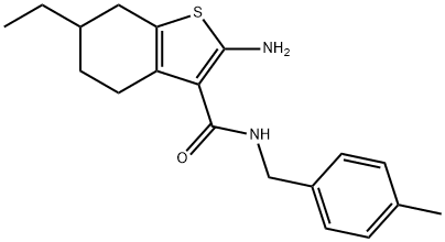 2-AMINO-6-ETHYL-N-(4-METHYLBENZYL)-4,5,6,7-TETRAHYDRO-1-BENZOTHIOPHENE-3-CARBOXAMIDE 结构式