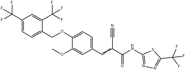 3-[4-[[2,4-二(三氟甲基)苄基]氧基]-3-甲氧基苯基]-2-氰基-N-(5-三氟甲基-[1,3,4]噻二唑-2-基)丙烯酰胺 结构式