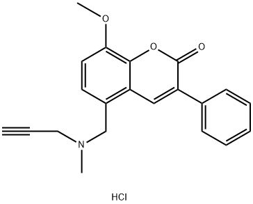 8-methoxy-5-[(methylprop-2-ynylamino)methyl]-3-phenyl-2-benzopyrone hydrochloride 结构式