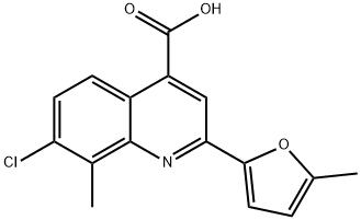 7-CHLORO-8-METHYL-2-(5-METHYL-2-FURYL)QUINOLINE-4-CARBOXYLIC ACID 结构式