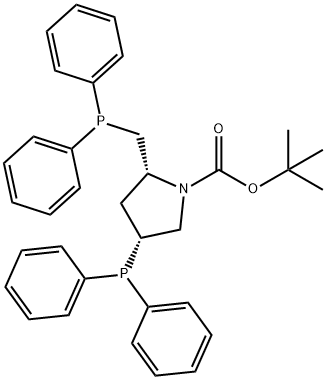 (2R,4R)-(+)-2-(二苯基膦基甲基)-4-(二苯基膦基)-N-(叔丁氧基羰基)吡咯烷 结构式