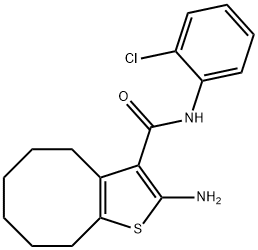 2-AMINO-N-(2-CHLOROPHENYL)-4,5,6,7,8,9-HEXAHYDROCYCLOOCTA[B]THIOPHENE-3-CARBOXAMIDE 结构式