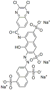 1,5-Naphthalenedisulfonic acid, 2-[[8-[[(2,3-dichloro-6-quinoxalinyl) carbonyl]amino]-1-hydroxy-3,6-disulfo -2-naphthalenyl]azo]-, tetrasodium salt 结构式