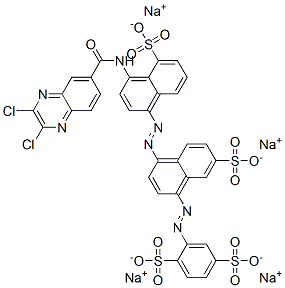 1,4-Benzenedisulfonic acid, 2-[[4-[[4-[[(2,3-dichloro- 6-quinoxalinyl)carbonyl]amino]-5-sulfo-1-naphthalenyl ]azo]-7-sulfo-1-naphthalenyl]azo]-, tetrasodium salt 结构式