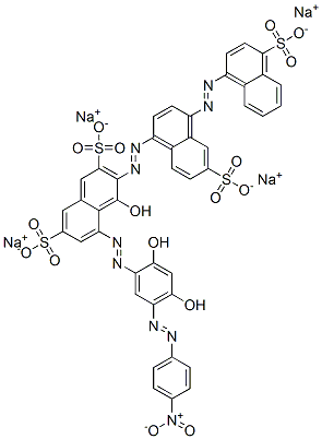 5-[[2,4-Dihydroxy-5-[(4-nitrophenyl)azo]phenyl]azo]-4-hydroxy-3-[[6-sulfo-4-[(4-sulfo-1-naphthalenyl)azo]-1-naphthalenyl]azo]-2,7-naphthalenedisulfonic acid tetrasodium salt 结构式