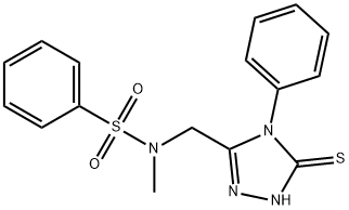 N-[(5-巯基-4-苯基-4H-1,2,4-三唑-3-基)甲基]-N-甲基苯磺酰胺 结构式