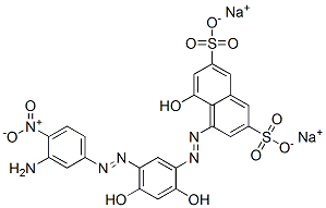 disodium 4-[[5-[(3-amino-4-nitrophenyl)azo]-2,4-dihydroxyphenyl]azo]-5-hydroxynaphthalene-2,7-disulphonate 结构式